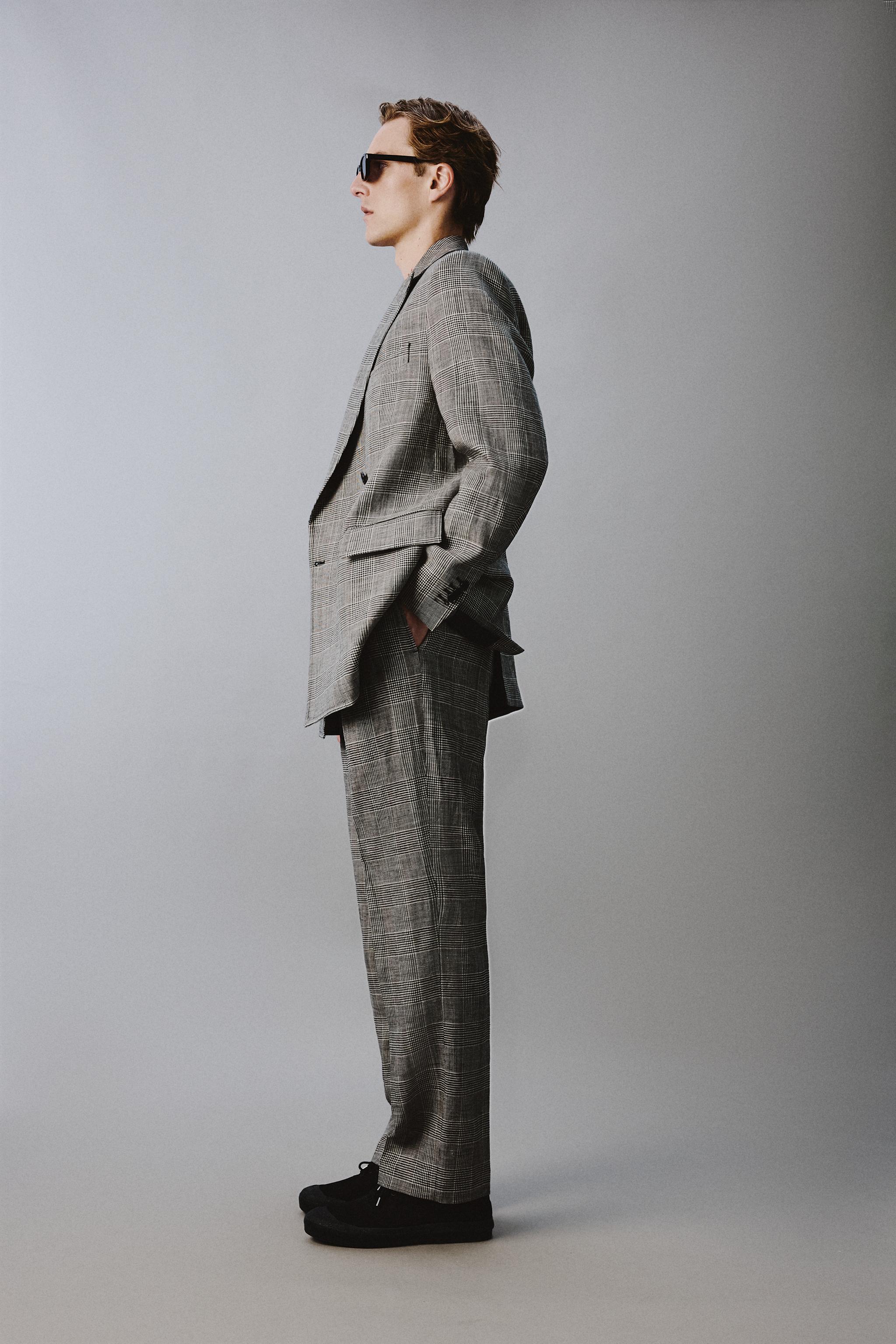VESTE CROISÉE COSTUME CARREAUX LAINE - LIN AARON LEVINE X ZARA
